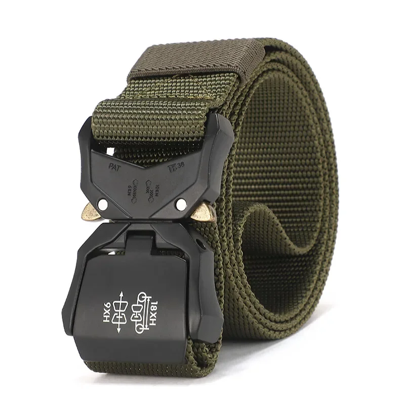 New Tactical belt Military high quality Nylon men\'s training belt metal multifunctional buckle outdoor sports hook new