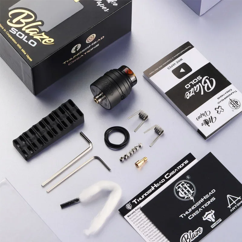 Original ThunderHead Creations & Mike Vapes Blaze Solo RDA 24mm 810 Drip Tip 2ml Tank Atomizer Single Coil Electronic Cigarette