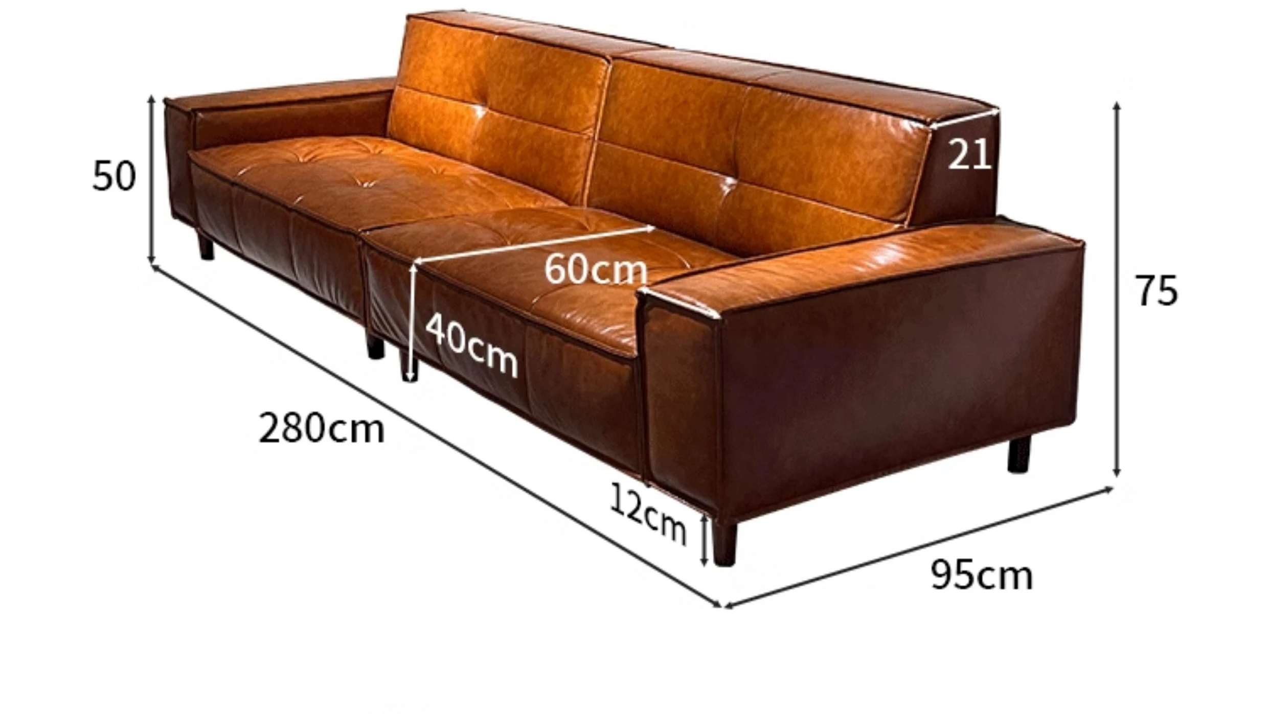 French retro twilight first-layer leather sofa living room straight row medieval leather art sofa