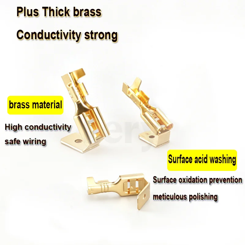 50Pcs DJ6212-4.8B DJ6212-6.3B Anti-back Self-locking Spring Cold-Pressed Terminal Block Thickened Brass 4.8/6.3mm Wiring Sheath