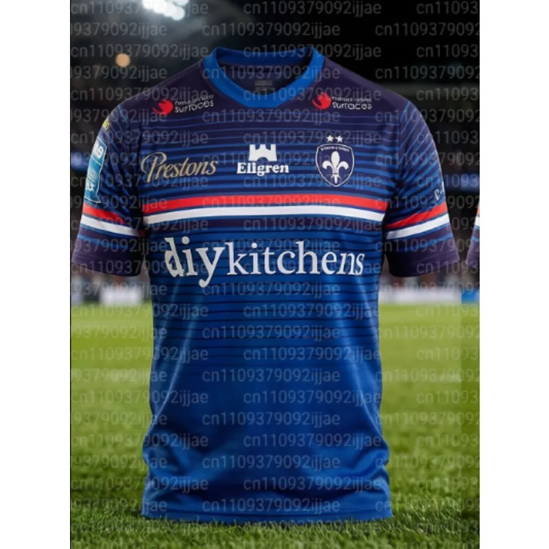 2026 Neue Wakefield Trinity Rugby Sportswear UK Family Edition Rugby Casual Schnelltrocknendes Trainings-T-Shirt mit kurzen Ärmeln – Detail 4