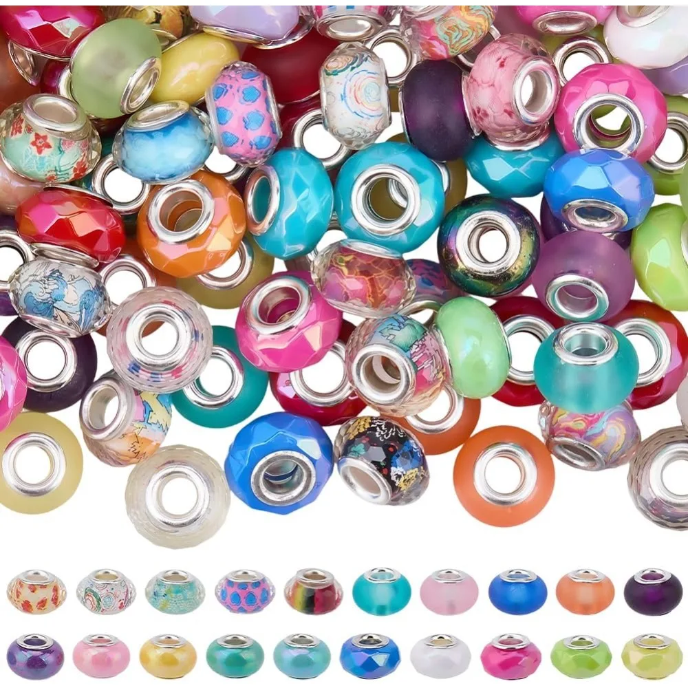 10/20/50pcs Mixed Resin European Style Large Hole Beads, Used for DIY Accessories, Christmas, Halloween, Thanksgiving Decoration