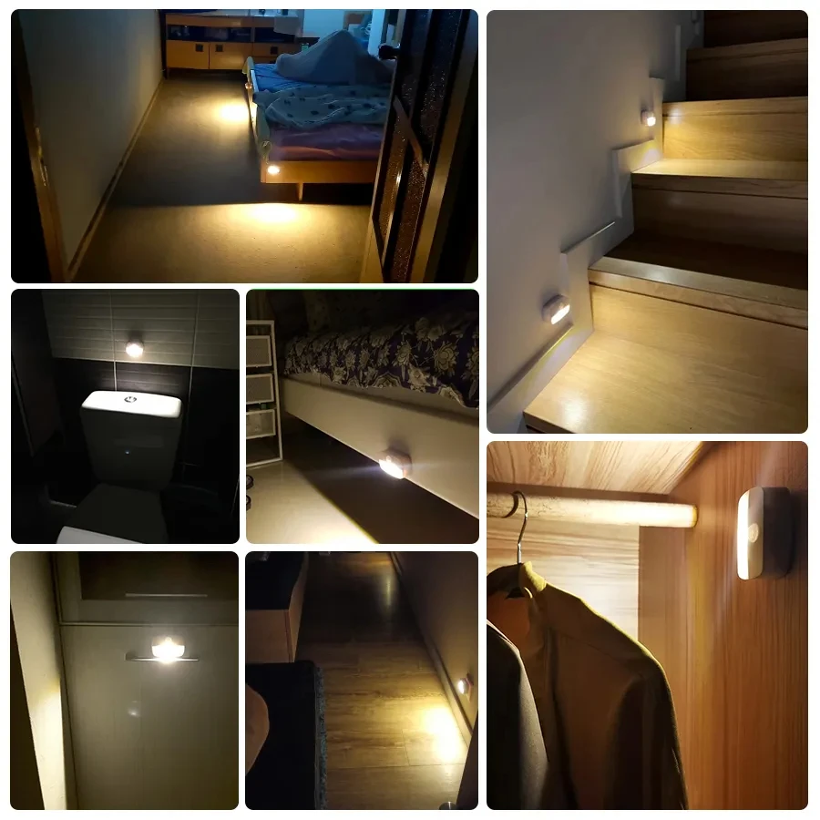 LED Auto ON/OFF Smart Night Lamp Under Cabinet Light PIR Motion Sensor Kitchen Bedroom Light for Night Cupboard Closet Stairs