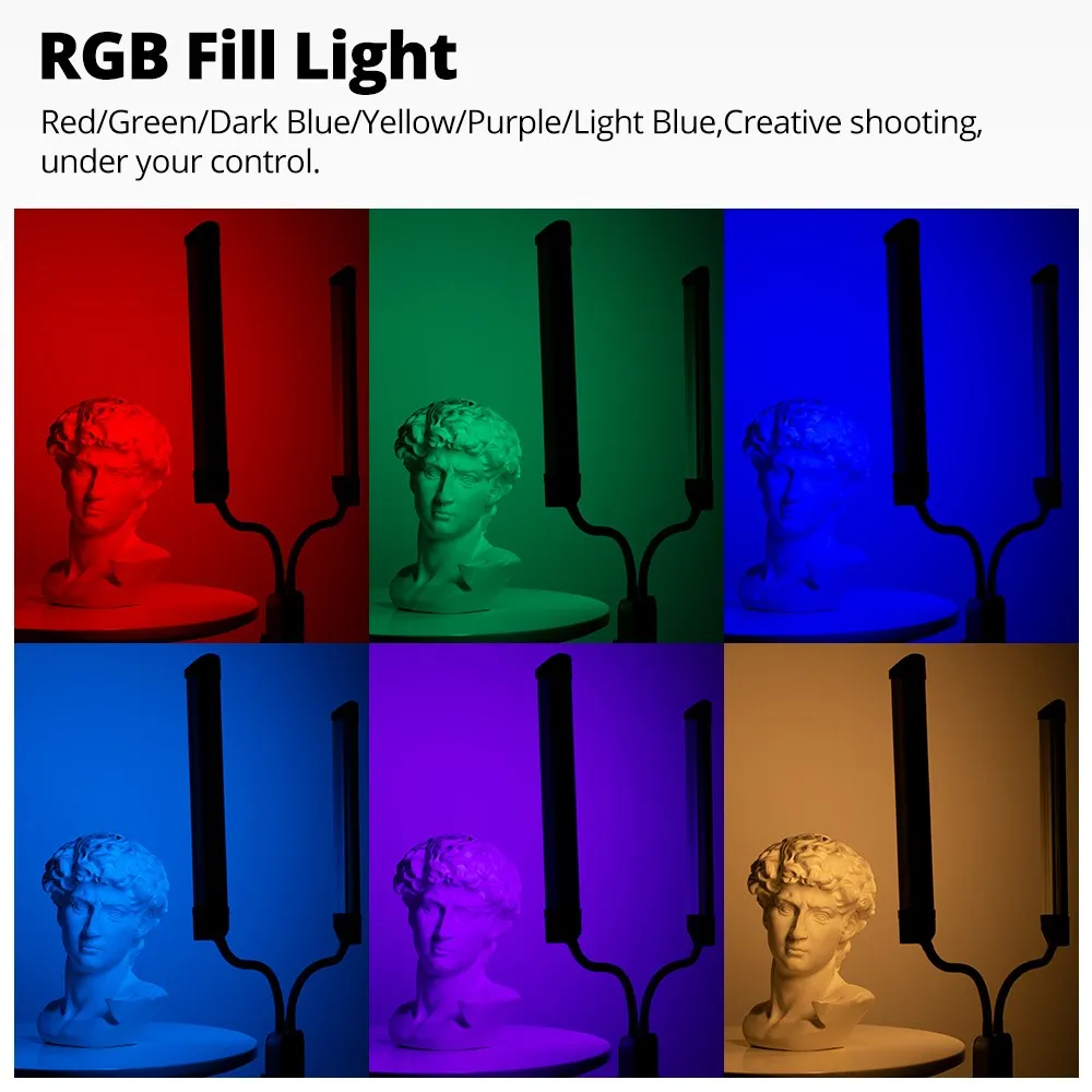 

AMBITFUL AL-20 RGB 3000K-6000K Double Arms Fill LED Light Long Strips LED Light with LCD Screen for Photo Studio Live Broadcast
