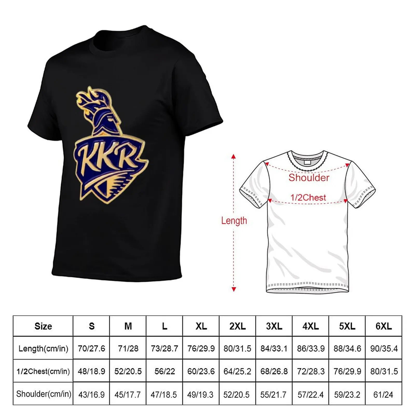 تي شيرت KKR CrICKET TEAM تي شيرت رجالي من القطن الثقيل تي شيرت قطني عالي الجودة