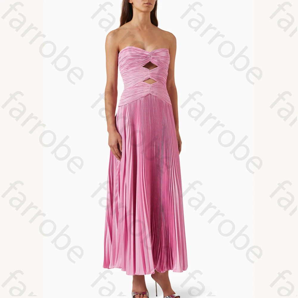

Sexy Pleated Midi Dress A-Line Evening Dresses Sleeveless Formal Prom Gown Exquisite High Quality Party Gowns Women Customized