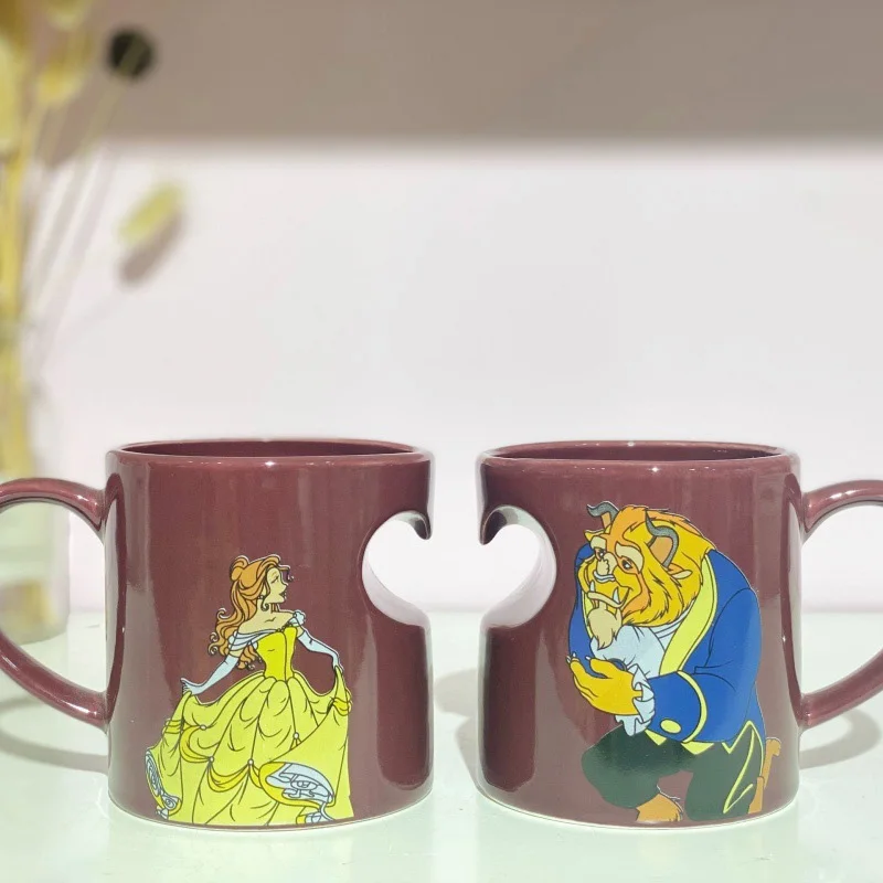 Disney Princess Beauty And The Beast Belle Pocahontas Rapunzel Cinderella Action Figure Toys Ceramic Mug Couple Cup Lover Gifts