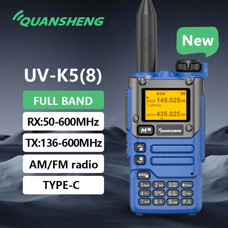 Walkie talkie quan sheng UV-K5(8) 50-600mhz air band rx multi band 136-600mhz tx dtmf scrambler frequenz scan kopie vox fm radio