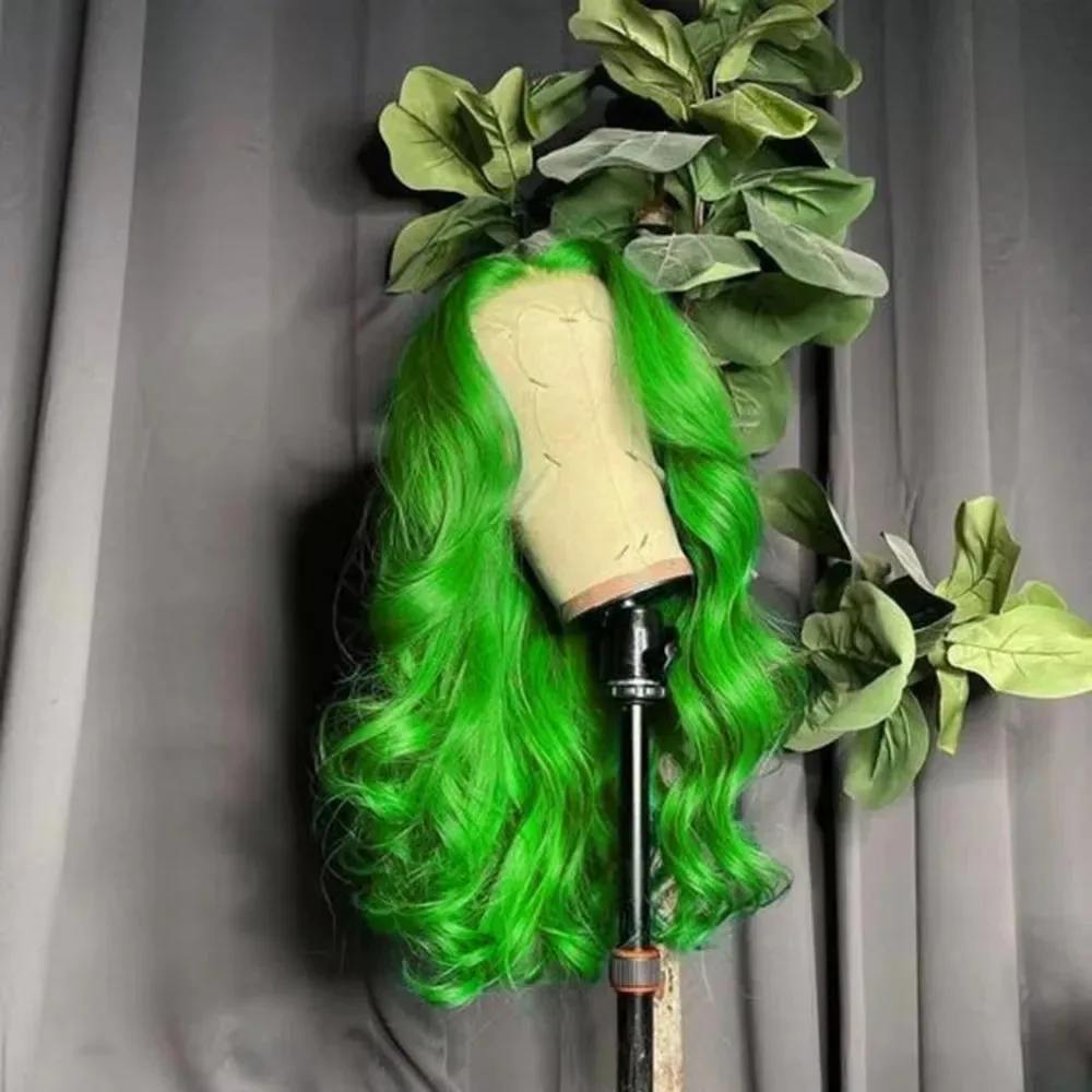 13x4 Green Lace Front Body Wave Wig 30 36 Inch Hd Lace Frontal Glueless Wig Preplucked Color Wigs For Women Cosplay Party Use