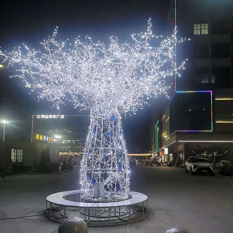 بارك الديكور حار بيع أضواء شجرة الكريستال الزخرفية في الهواء الطلق الأبيض للماء المناظر الطبيعية الإضاءة أضواء شجرة عيد الميلاد