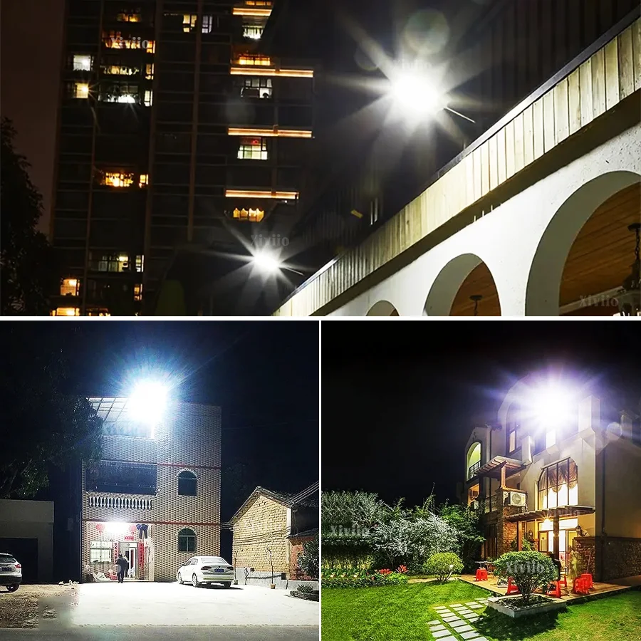 Outdoor Solar LED Lights Waterproof 10000W Super Bright Wall Lamp With Motion Sensor Remote Control External Garden Street Light