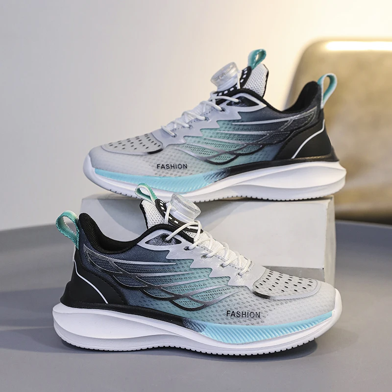 

A pair of children's mesh sports shoes suitable for all seasons, featuring rotating buttons and breathable running shoes,TY-2320