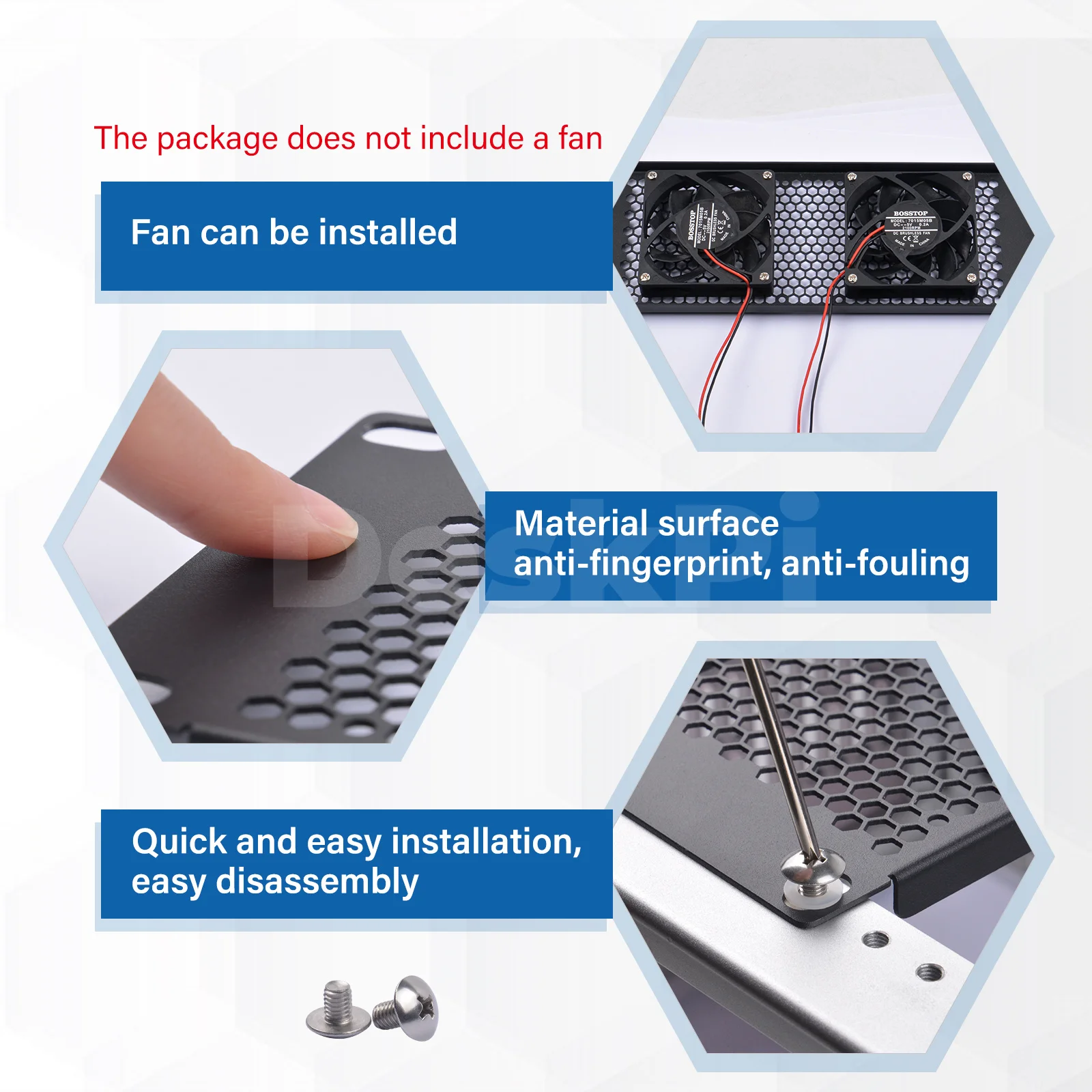 DeskPi Rackmate Accessories 10 inch 2U Rack Venting Blank Panel for T0/T1/T2 Server Rack/Network Cabinet