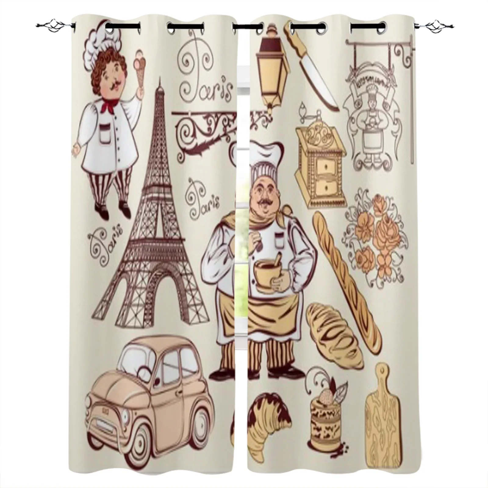 Collection Symbols Of Paris Window Curtains Home Living Room Decorative Curtain Home Textile Decoration Bedroom Curtains