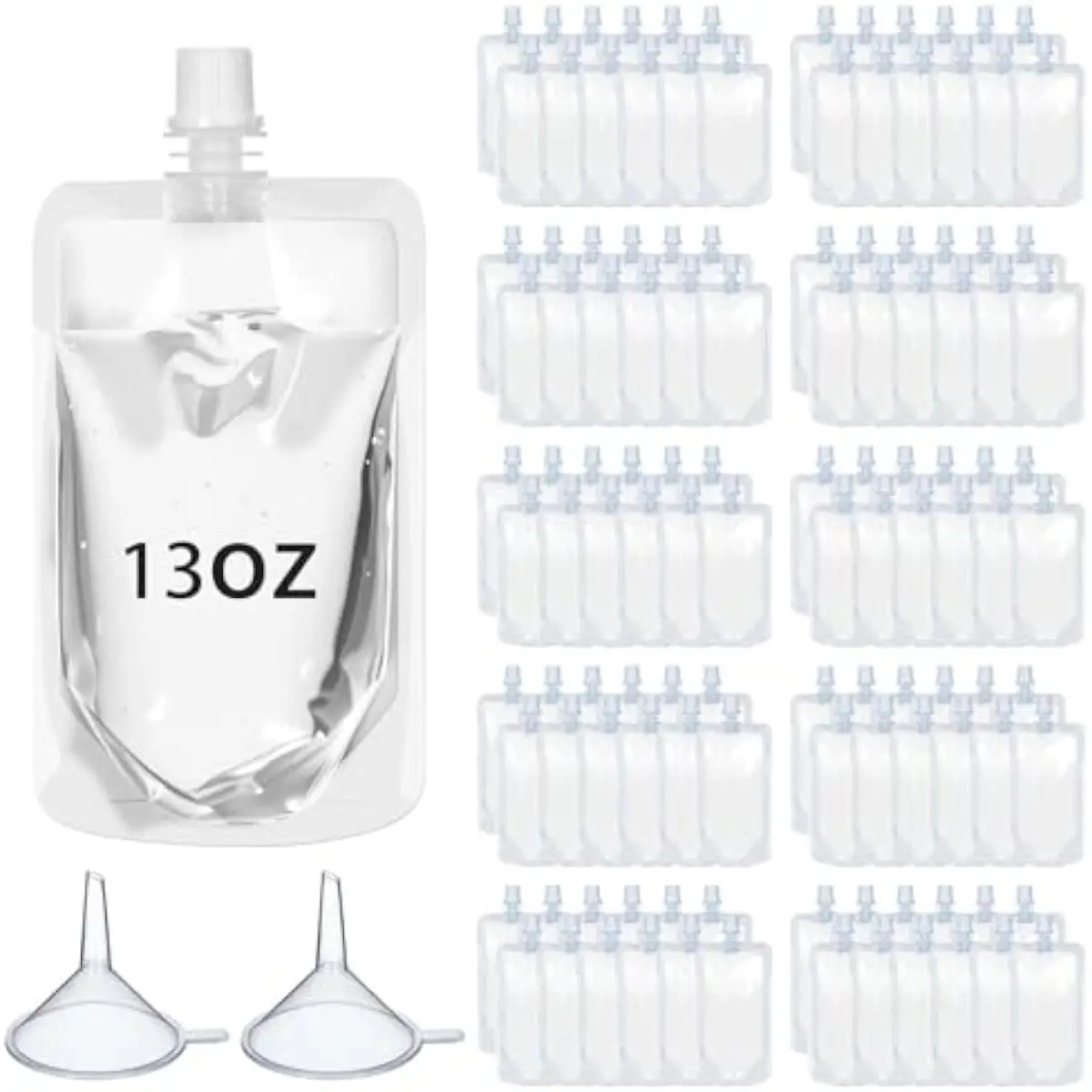 100 Pcs Plastic Pouches Bulk Squeeze Pouch,13 Oz,Straight Mouth