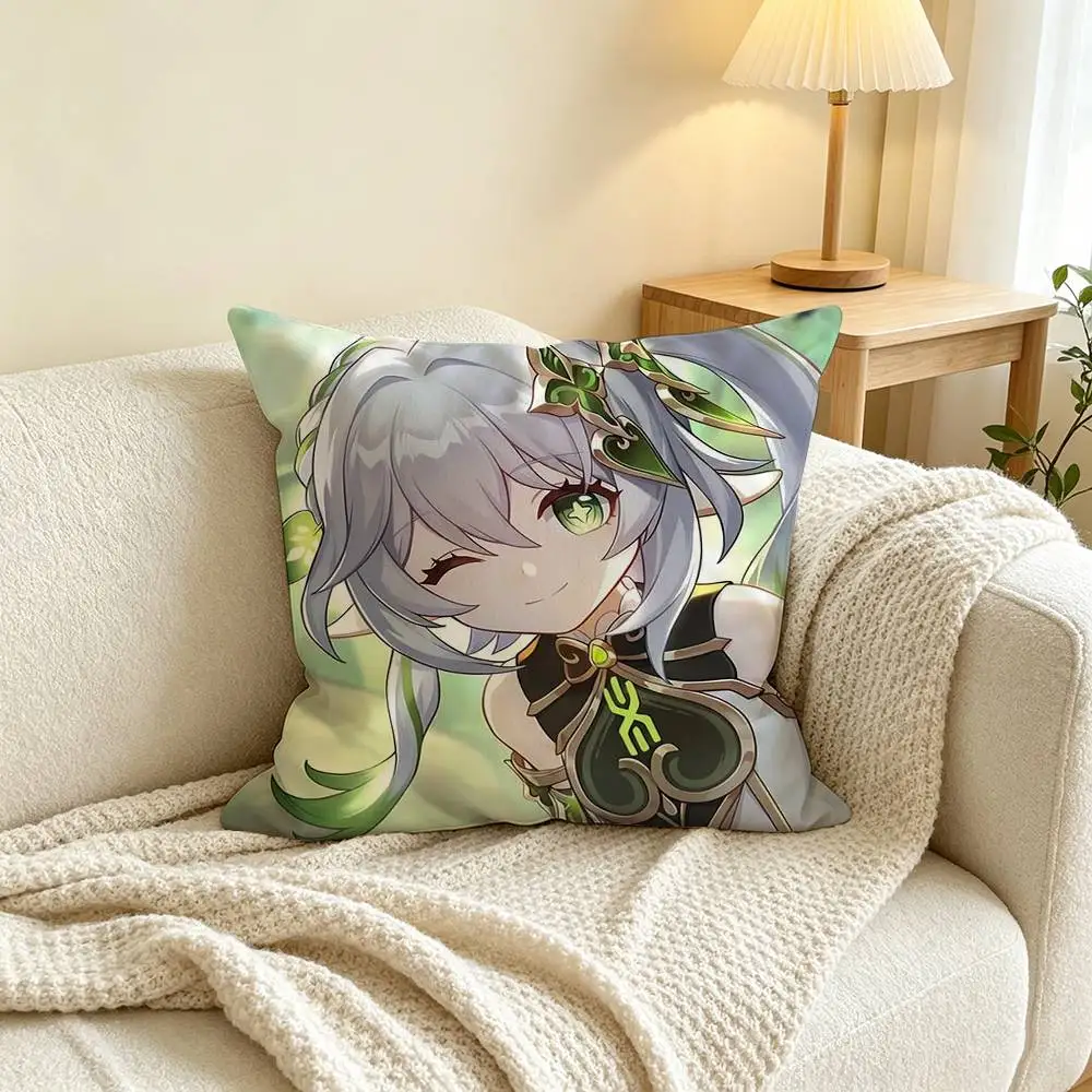 G-Genshin Impact Nahida  Pillow Case Square Double-Sided Sofa Cushion Cover Bedroom Bedside Pillow