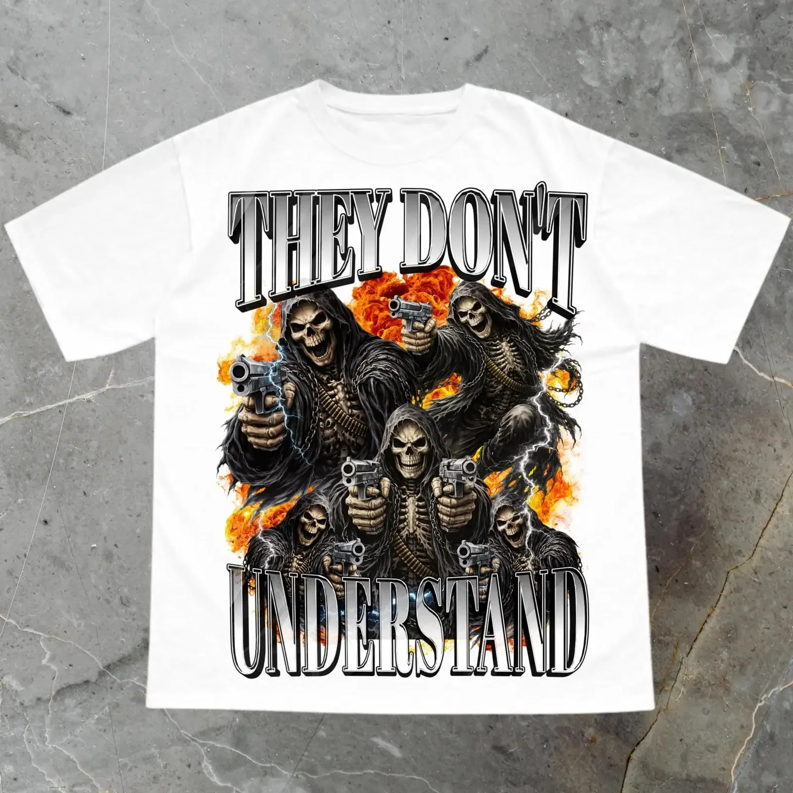 They Don't Understand Grim Reaper Skeleton T Shirt Edgy Dark Humor Sarcastic Gothic Streetwear Meme GifT vintage Washed Soft
