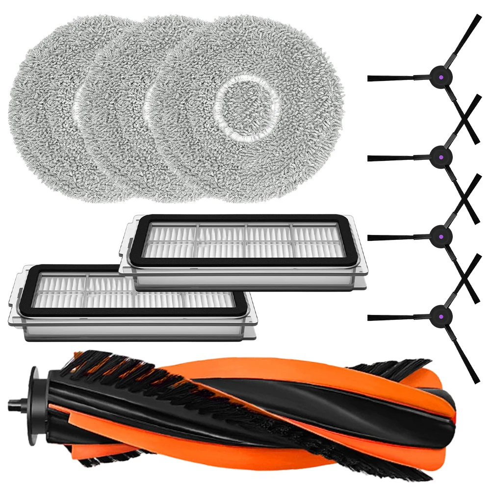 Para Cecotec Para Conga X70 Conjunto de peças de aspirador de pó robótico (1 escova principal, 4 escovas laterais, 2 filtros, 3 esfregões)