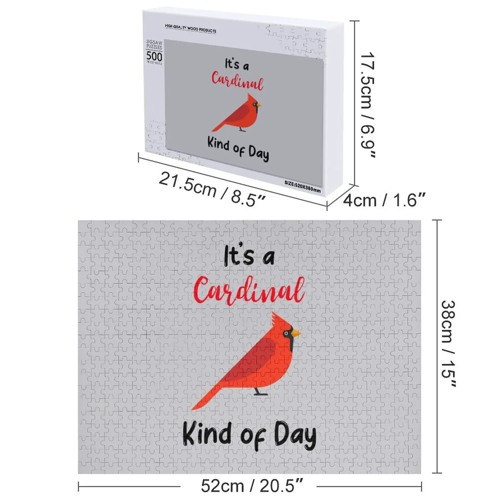 È un tipo cardinale di giorno Puzzle personalizzato per bambini Animali in legno Puzzle per adulti in legno