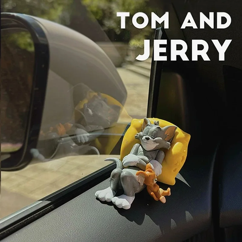 Tom Jerry Desk Shelf Ornament Car Dashboard Ornament Decoration Figurine Cute Sleeping Pose Home Decor Gift
