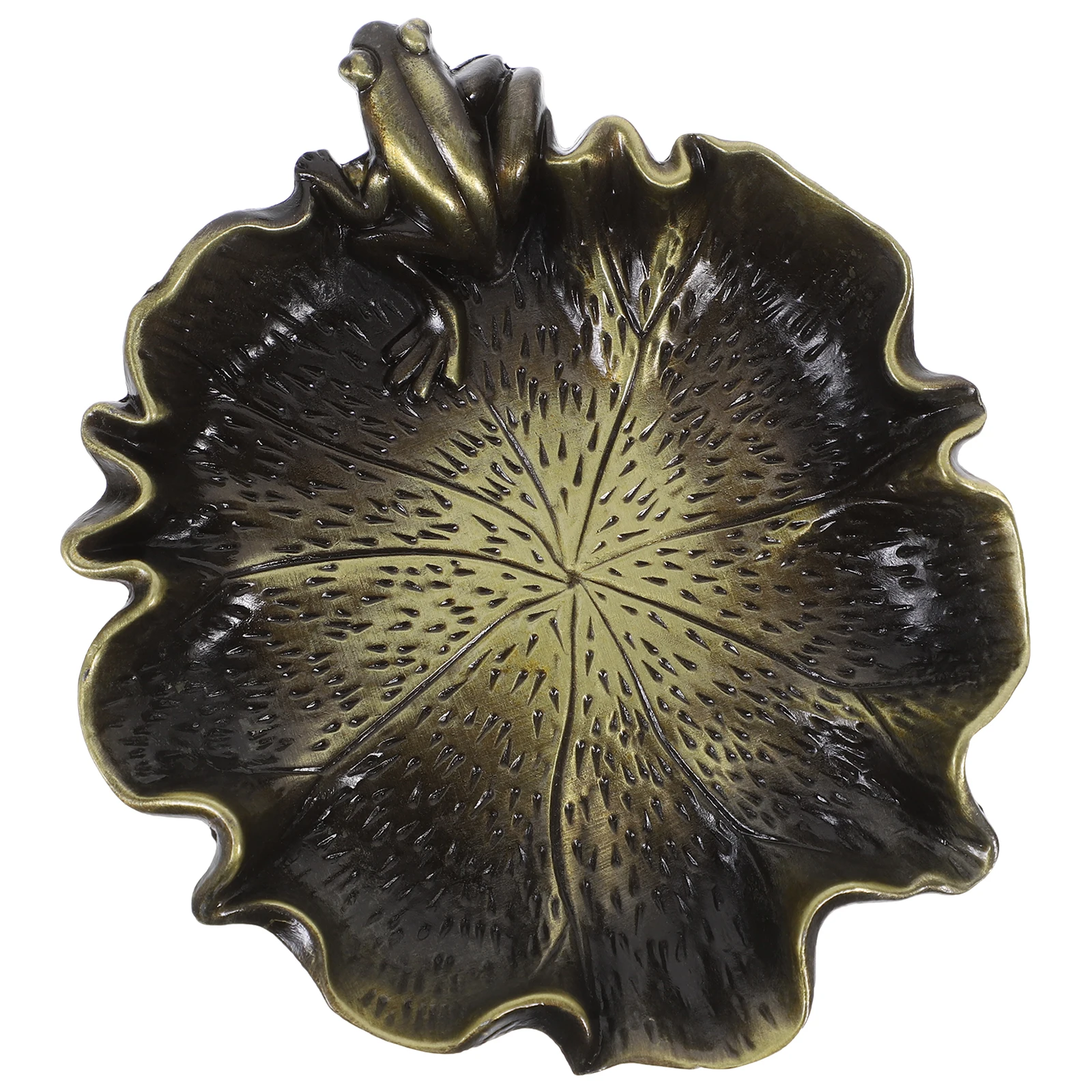 

Copper Ink Plate Lotus Leaf Frogs Inkwell Dish Desktop Decorative Inkstone Ornament Multi Functional Calligraphy Supply Brush