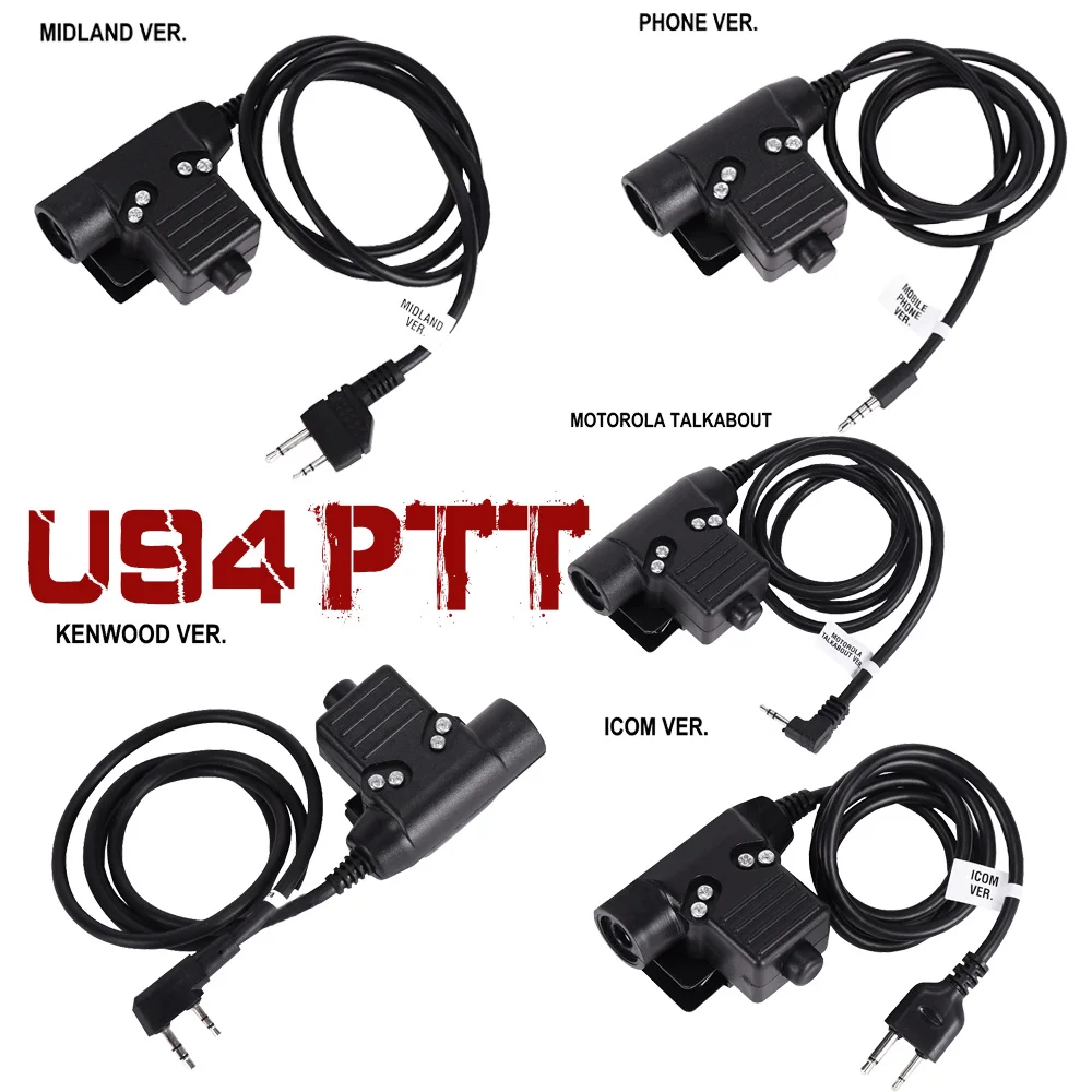 U94 PTT Tactical Headset Adapter for Baofeng KENWOOD ICOM Midland Motorola Walkie-talkie Radio Noise Reduction Headphone