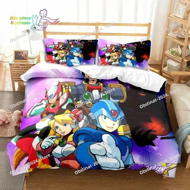 Game Gamer Megaman X Bedding Set Printed Bed Set Duvet Cover Sheet Pillowcase Bed Soft Quilt Cover Full Queen King Size