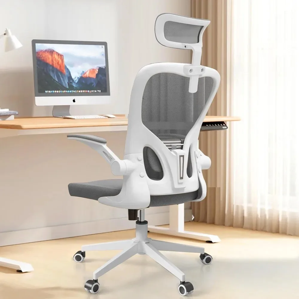 

Office Chairs, Ergonomic Office Chair, Computer Chair with Adjustable Headrest, Lumbar Support, 2D Armrest, Metal Base and Iron