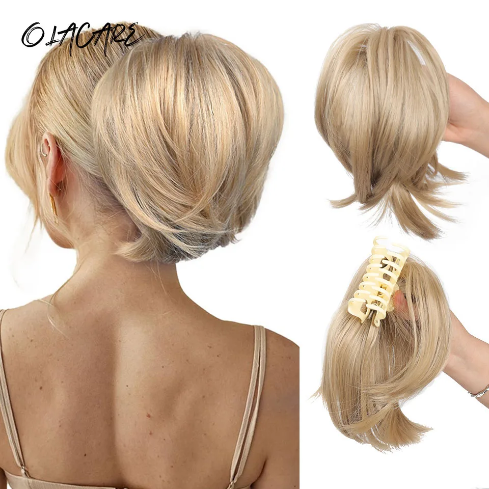 

Messy Bun Hair Piece Claw Clip in Hair Buns Hair Piece for Women Straight Short High Ponytail Extension Tousled Updo For Girls