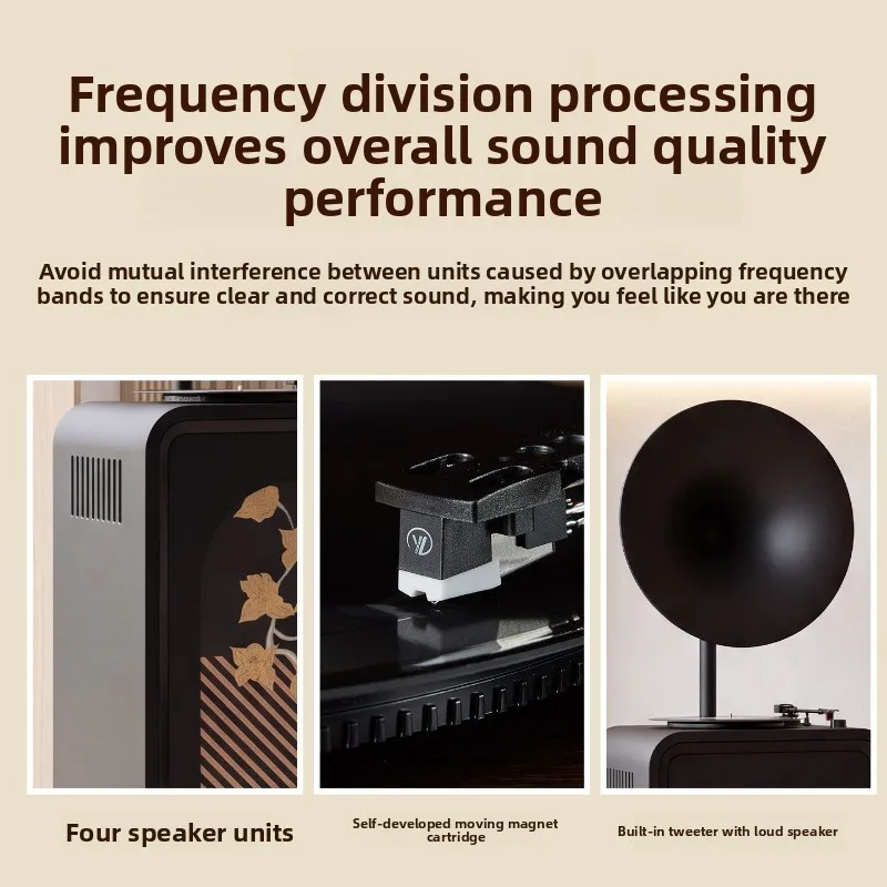 Los Bella vinyl record player retro, phonograph bluetooth speaker all-in-one machine vertical living room audio ornament 3