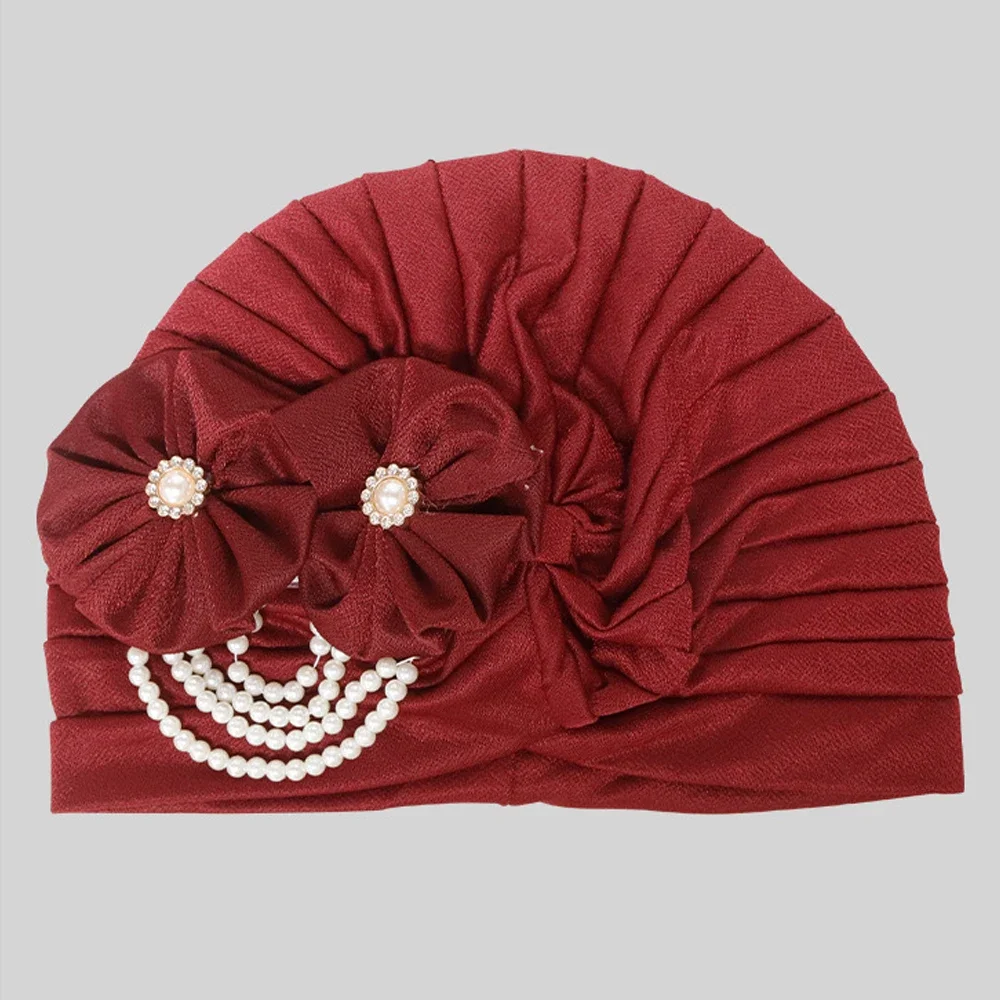 Nouvelle fleur perle perles Turban femmes musulman foulard Hijab Bonnet chimio casquette perte de cheveux tête enveloppement Femme chapeaux Turbante Mujer