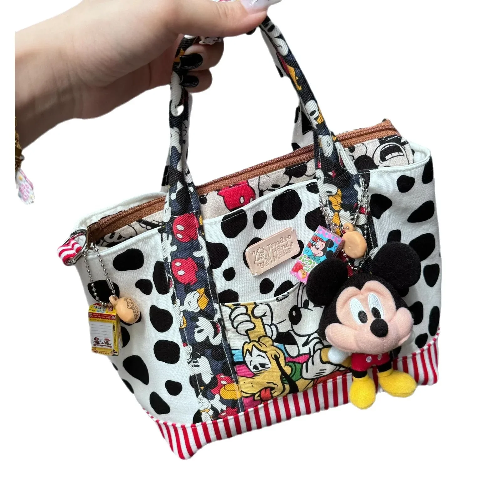 Nova disney mickey bolsa de lona dos desenhos animados bonito almoço saco de um ombro crossbody pequeno saco elegante deslocamento grande capacidade