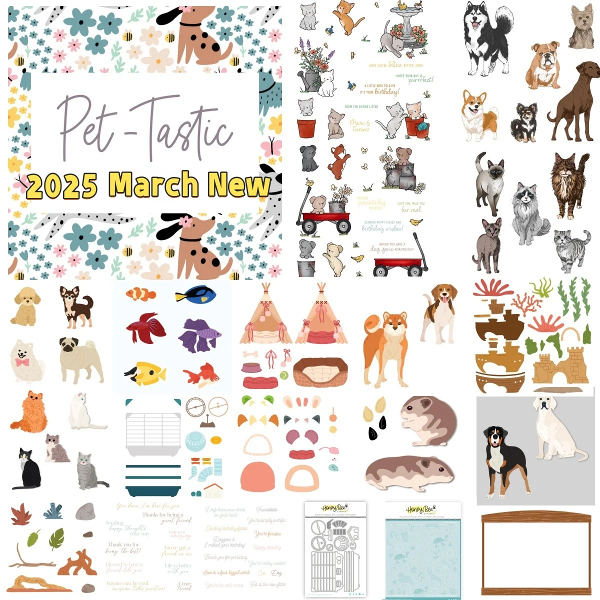 

2025 New Animal Collection Pet Friends Clear Stamps Metal Cutting Dies Stencil DIY Scrapbook Gift Card Craft Template Decoration