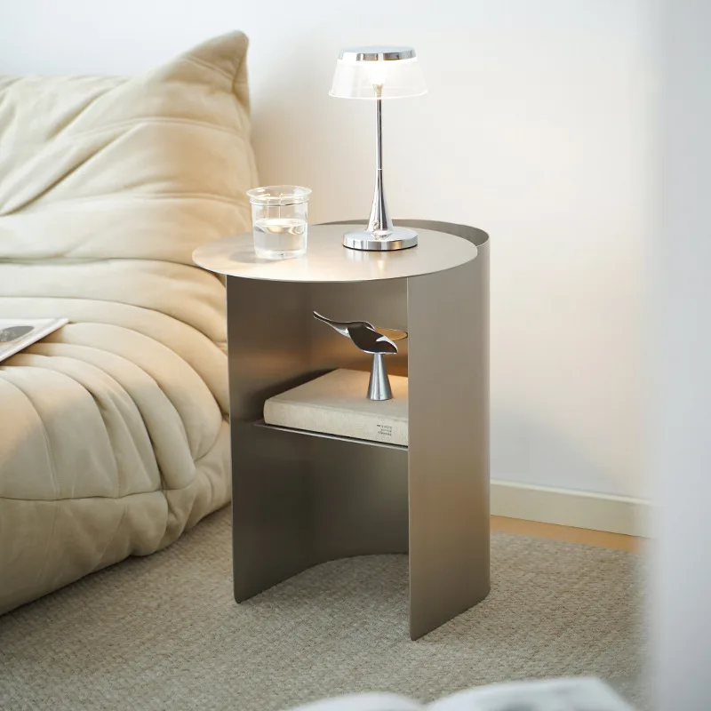 Medieval retro small coffee table home living room removable designer stainless steel corner table