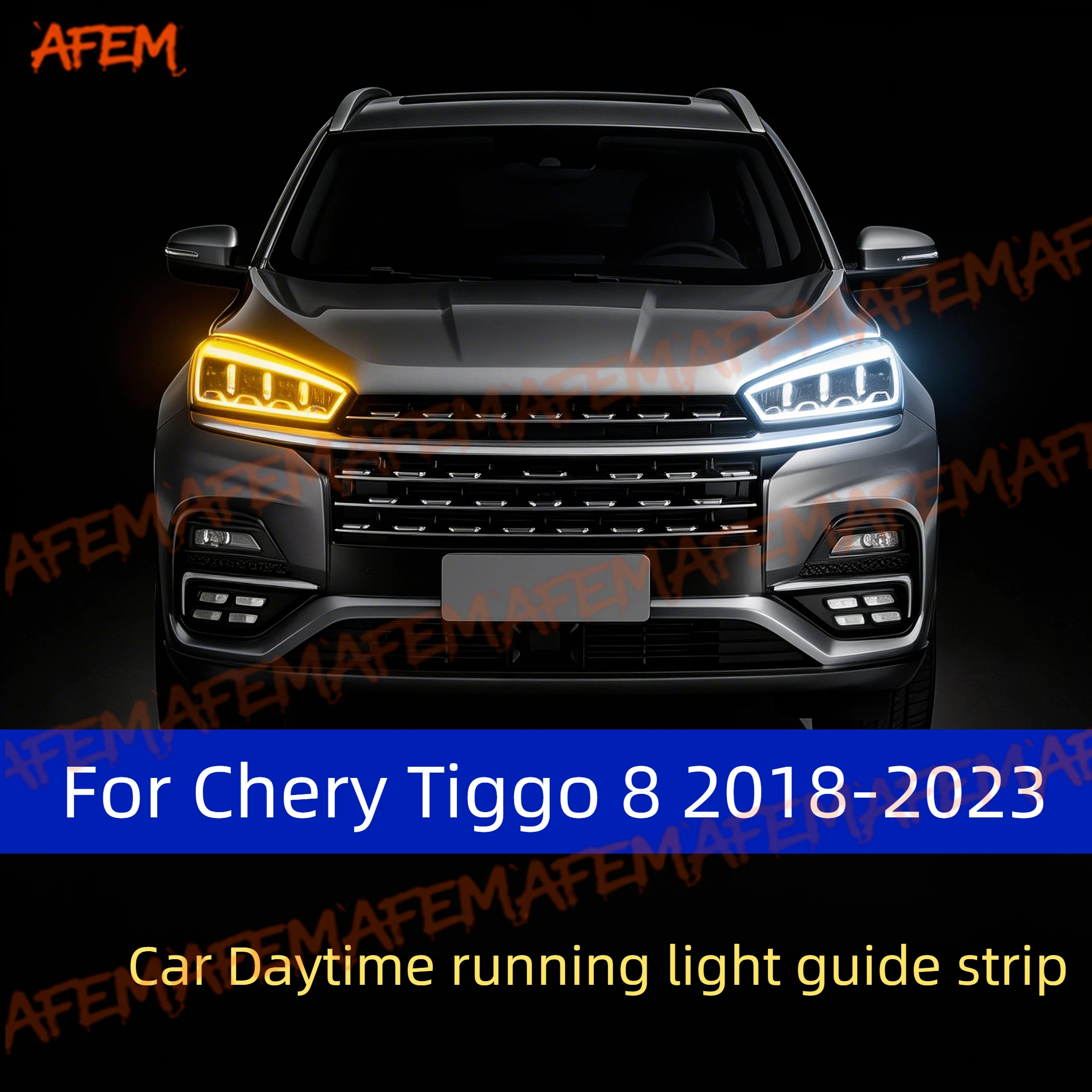 2pcs For Chery Tiggo 8 2018-2023 Car DRL Daytime Running Light Start Scan Style Sequential Flowing Turn Signal Light Ultra-Thin