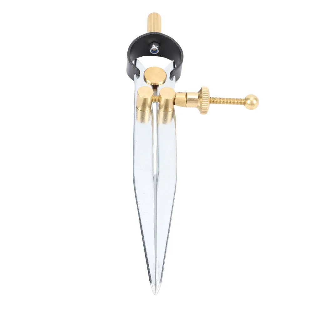 Carbon Steel Spring Divider Caliper Brass Fulcrum Lockable Design Wing Divider Caliper Flat Leg Shape Leather Compass Compass