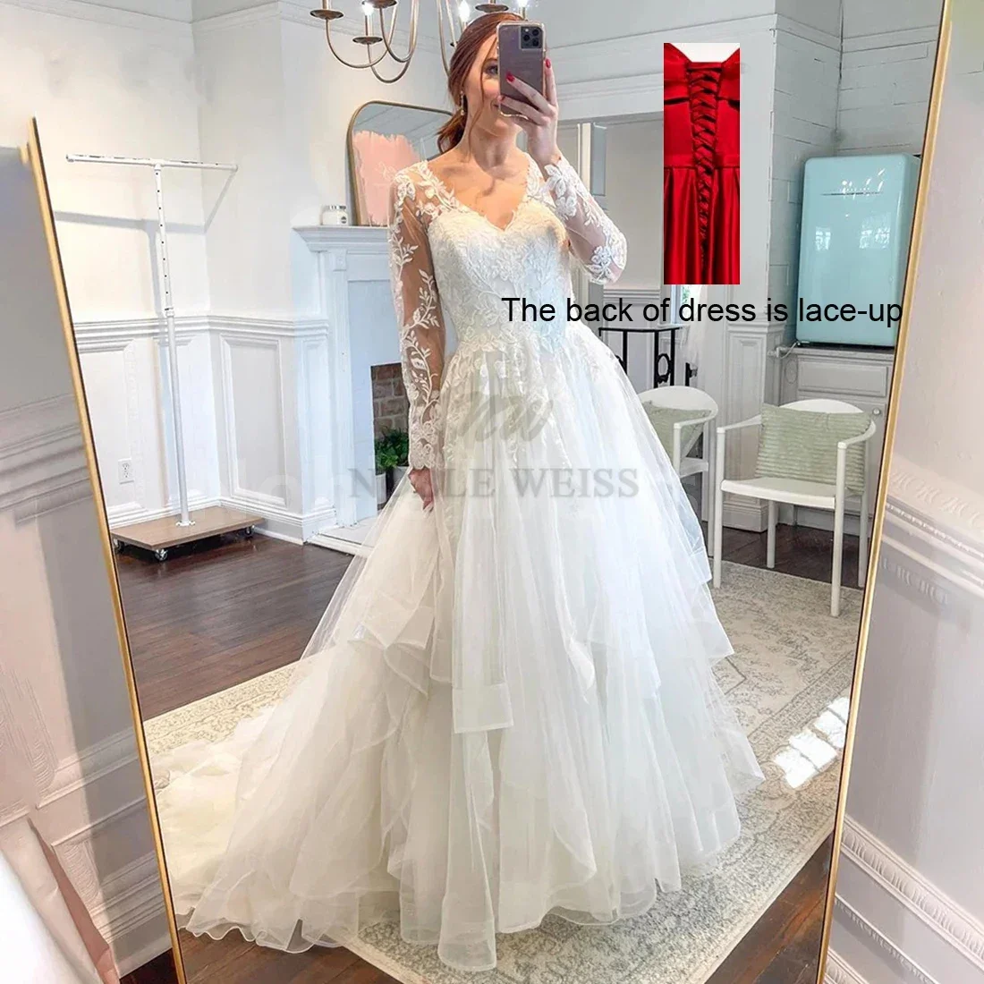 여성용 A 라인 웨딩 원피스, V넥 Tulle 및 아플리케 신부 가운, 맞춤형