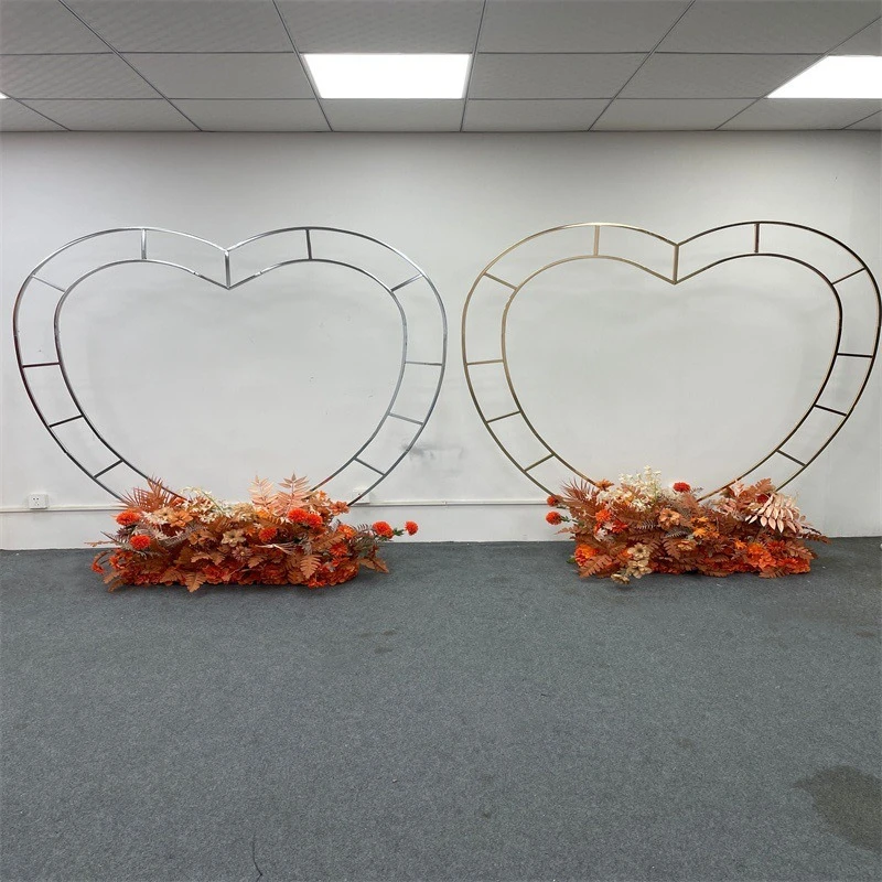 Wedding Arch Set Heart Style Background Stand Flower Ring Birthday Party Outdoor Balloon Backdrop Decoration