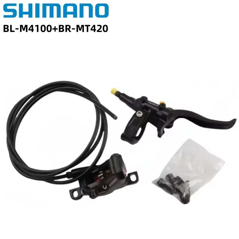 Freio Hidráulico Shimano BL-M4100 BR-MT420 Original MTB com Pastilhas de Resina - Braço Direito 1650mm/1700mm, Braço Esquerdo 850mm