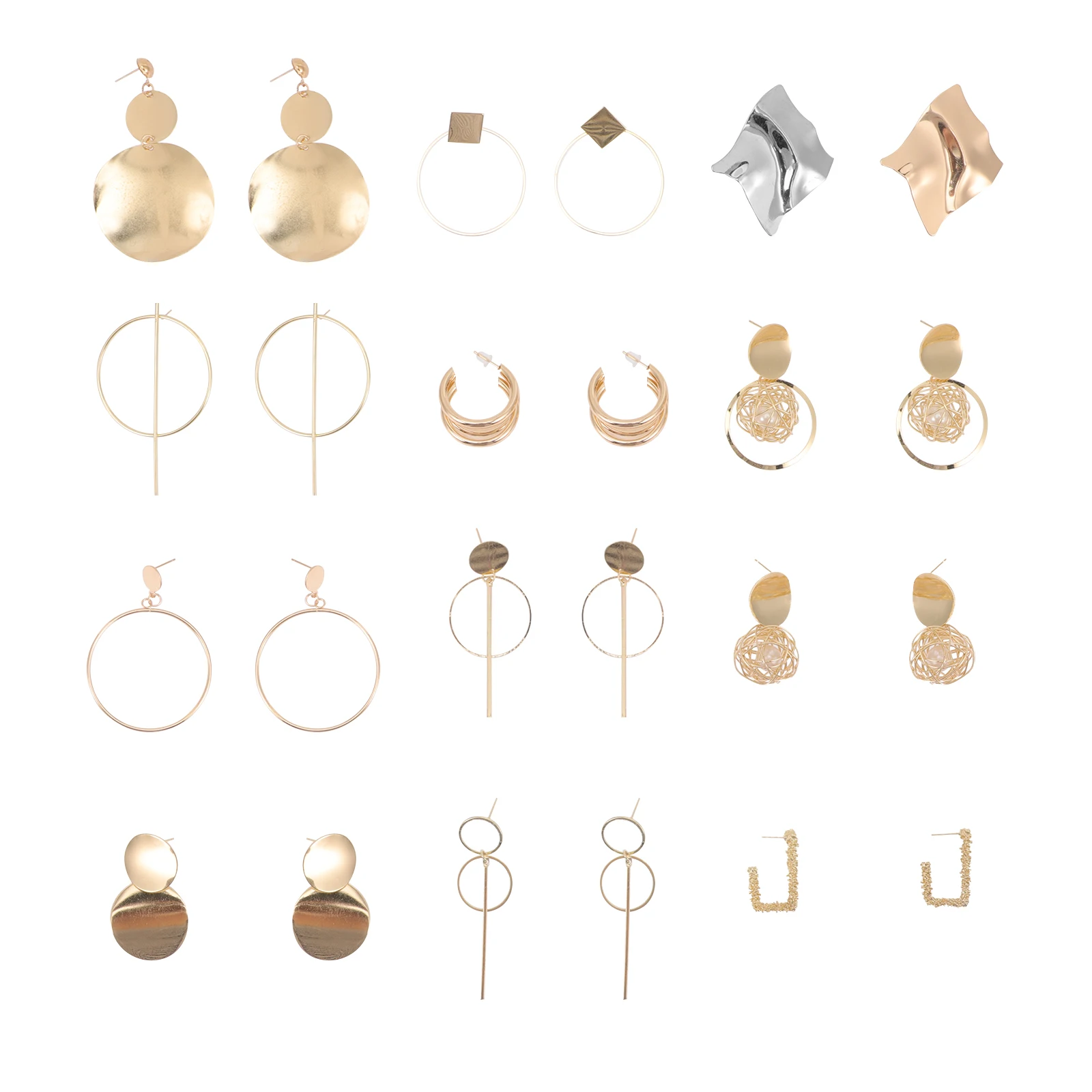 

12Pairs Geometric Metal Earrings Set Retro Simple Lightweight Ear Dangles for Daily Wear Party Gift Earrings for Women Girls