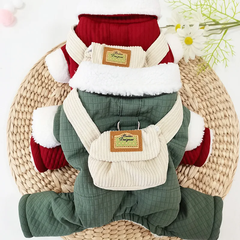 Backpack four leg cotton jacket set, warm, cute, super cute pet clothing, dog clothing