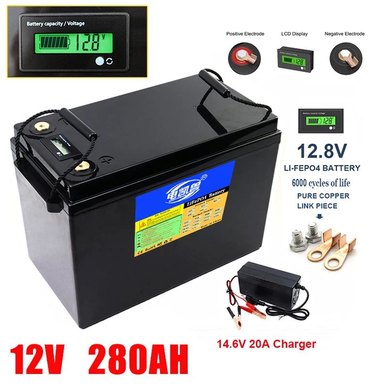 Original 12V 24V 300AH 150AH 200AH 100AH 60AH 30AH LifePO4 battery pack with built-in BMS solar storage rechargeable battery