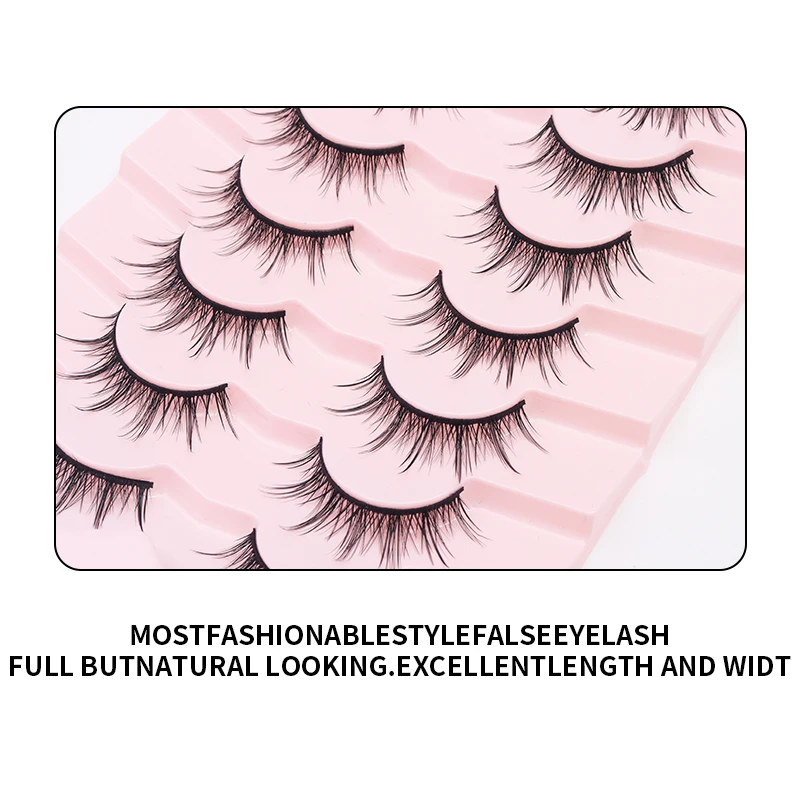 DINGSEN 7 Pairs Natuurlijke Lange Wimpers Eye Valse Wimpers Cosplay Make-Up Anime Strip Wimpers Handgemaakte Manga Wimpers Extension