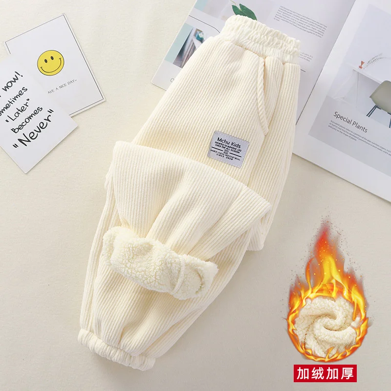 Jongens dikke gewatteerde broek winter kinderen plus fluwelen warme kinderen lamswol katoenen lange broek herfst casual sportbroek
