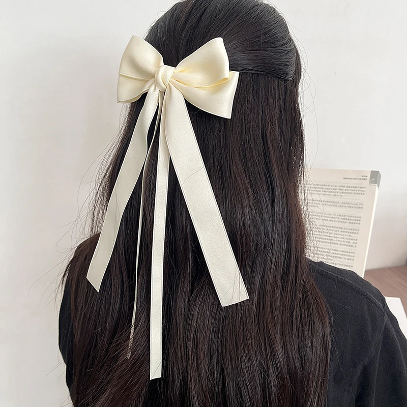 

Vintage Large Bow Hair Clip Trend Long Ribbon Hairpins Barrettes Headwear For Women Girl Hair Accessories Wedding Jewelry