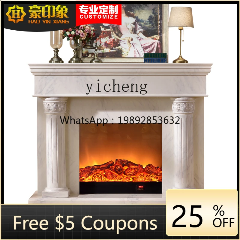 

ZZ ZK Living Room Solid Wood Imitation Marble Paint Fireplace Simple Roman Column Heating Decoration Stove Core