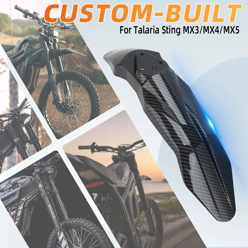Front Fender Motocross Plastic Parts Mudguard Carbon Fiber Pattern For Talaria Sting X3 MX3 MX4 MX5 Motorcycle accessories  Part
