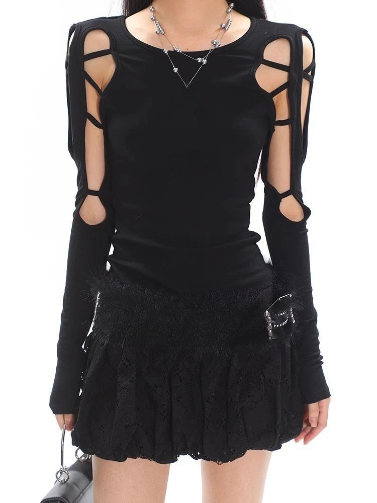 Retro Punk Rockผู้หญิงเสื้อยืดHarajuku Y2K Gothic Subculture Streetwear Vintage Distressed Top Designพิมพ์Teesแฟชั่นChic