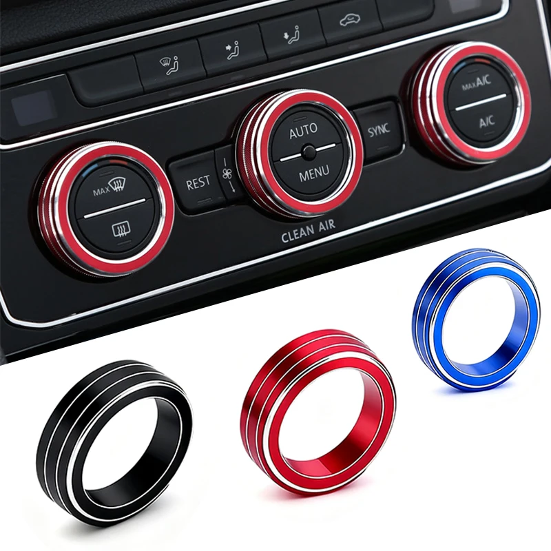 Auto Car AC Control Ring Trim Cover Car Interior Accessories for VW Tiguan Atlas T-roc Ateca FR Passat B8 Variant 2017-2019