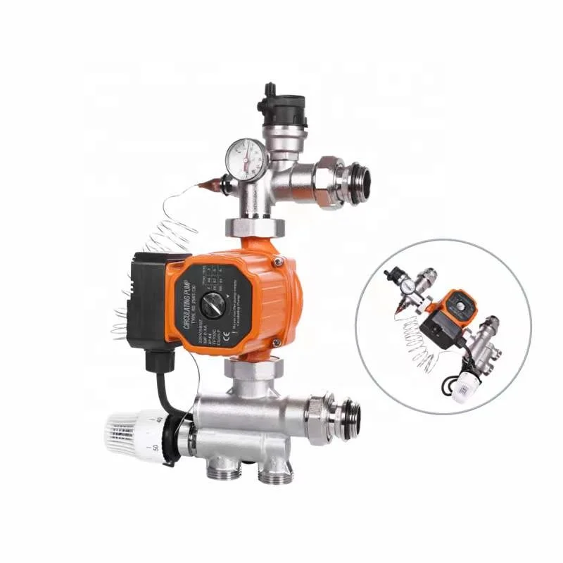 DN25 Multi-Functional Hydraulic Control Mixing Valve Forged Brass Body High Temperature Media Hot/Cold Water Connection Floor